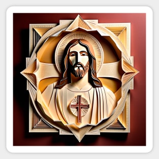 Christ Jesus Origami paper folding art Sticker